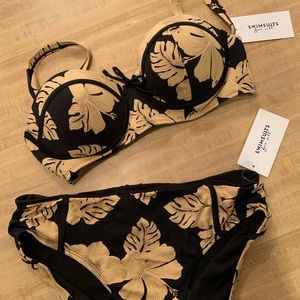 New with Tags! Tan and Black Bikini